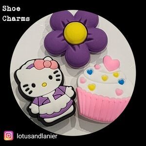 Shoe Charms "Kawaii Kitty Waitress" Charms Set of 3